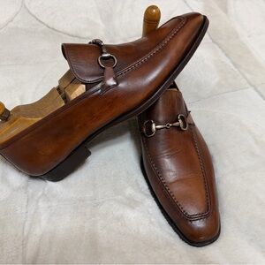 $325 Mezlan Tours Burnished Brown Patina Horse Bit Leather Slip-On Loafers 11.5